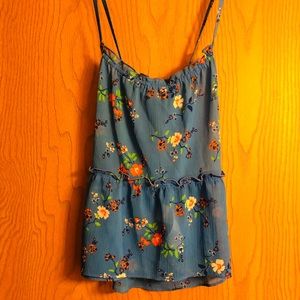 NWOT Hollister Floral Blue Tank Top